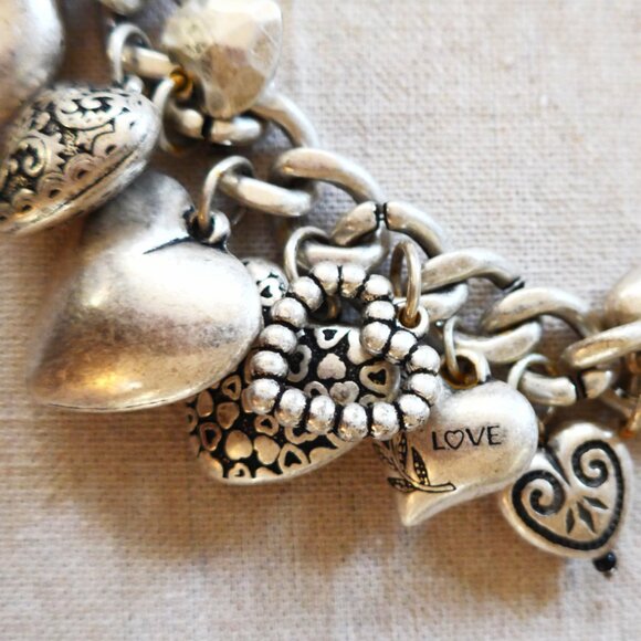 Puffy Heart Charms Silver Tone Necklace - Picture 6 of 11